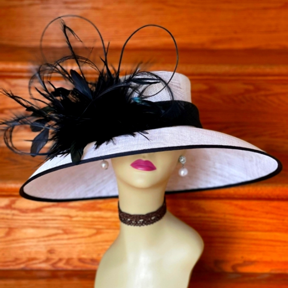 White/Black High Quality Kentucky Derby Hat